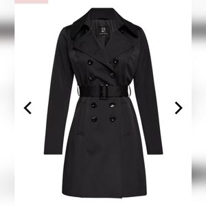 Classic black belted trench raincoat